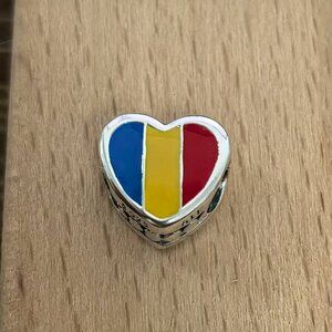 Pandora Romania Flag Exclusive Travel Heart Charm Pendant, S925 Silver Bracelets